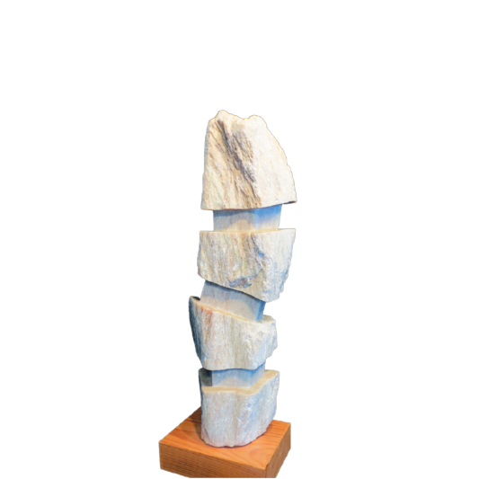 white vertical carved stone